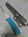 blue knife for slaughtering cattle Royalty Free Stock Photo