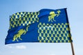 Blue knightly heraldic flag