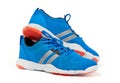 Blue knit sport shoes Royalty Free Stock Photo