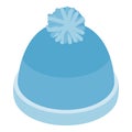 Blue knitted haticon, isometric 3d style Royalty Free Stock Photo