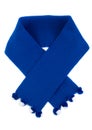 Blue knitted scarf with pompons Royalty Free Stock Photo