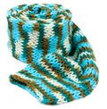 Blue knitting scarf isolated