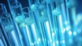 Blue lab test tubes ai generated biotechnology close-up image