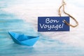 Blue Label with Bon Voyage Royalty Free Stock Photo