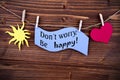 Blue Label With Life Quote Dont Worry Be Happy