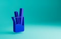 Blue Laboratory glassware or beaker icon isolated on blue background. Minimalism concept. 3D render illustration Royalty Free Stock Photo