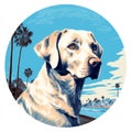 Blue Labrador Retriever Pop Art Illustration On Venice Beach Royalty Free Stock Photo