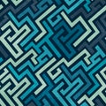 Blue labyrinth seamless texture with grunge effect Royalty Free Stock Photo