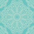 Blue lace boho doodle seamless pattern