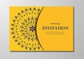 Blue lace on gold background vintage card mandala design vector Royalty Free Stock Photo