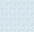 Blue lace seamless pattern. Vector illustration. Background with floral waves.