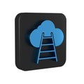 Blue Ladder leading to cloud icon isolated on transparent background. Stairs leading to the cloud. Black square button.