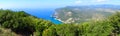 Panorama blue lagoon coast landscape ionian sea on Corfu island Royalty Free Stock Photo