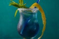 Blue lagoon cocktail with blue curacao liqueur, vodka, lemon juice and soda, Royalty Free Stock Photo