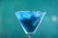 Blue lagoon cocktail with blue curacao liqueur, vodka, lemon juice and soda, Royalty Free Stock Photo