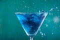 Blue lagoon cocktail with blue curacao liqueur, vodka, lemon juice and soda, Royalty Free Stock Photo