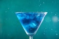 Blue lagoon cocktail with blue curacao liqueur, vodka, lemon juice and soda, Royalty Free Stock Photo