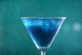 Blue lagoon cocktail with blue curacao liqueur, vodka, lemon juice and soda, Royalty Free Stock Photo