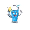 Blue lagoon cocktail humble nurse mascot design with a syringe