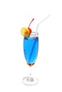 Blue lagoon cocktail isolated clipping path. Royalty Free Stock Photo