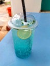 Blue Lagoon Cocktail With Lemon