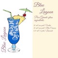 Blue Lagoon. Cocktails card.