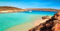 The Blue Lagoon on Comino Island, Malta Gozov Royalty Free Stock Photo