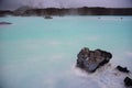 The Blue Lagoon geothermal spa and lava rocks in Iceland. Royalty Free Stock Photo