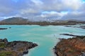Blue Lagoon Pools with Geothermal Power Plant in Lava Fields, Reykjanes Peninsula, Iceland