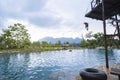 BLUE LAGOON, VANG VIENG, LAOS - JULY 26, 2019: Royalty Free Stock Photo