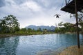 BLUE LAGOON, VANG VIENG, LAOS - JULY 26, 2019: Royalty Free Stock Photo