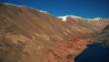 Blue lake in Altay mountains. Fly view.