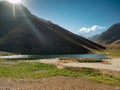 Blue Lake in the Andes, near of Aconcagua Royalty Free Stock Photo