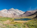 Blue Lake in the Andes, near of Aconcagua Royalty Free Stock Photo