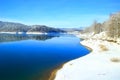 Blue lake covered with snow, Gorski katar, Croatia