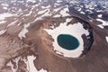 The blue lake in the crater of Gorely volcano. Kamchatka Peninsula, Russia Royalty Free Stock Photo