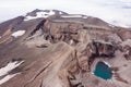 The blue lake in the crater of Gorely volcano. Kamchatka Peninsula, Russia Royalty Free Stock Photo