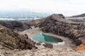 The blue lake in the crater of Gorely volcano. Kamchatka Peninsula, Russia Royalty Free Stock Photo