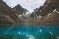 Blue Lake and glacier mountains landscape in Norway