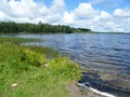 Blue lake in the green forest