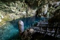 lake inside a stalagmite cave in Varadero Cuba Royalty Free Stock Photo
