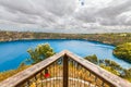 Blue Lake lookout balcony with love locks in Mount Gambier Royalty Free Stock Photo