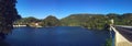 Blue lake panorama Royalty Free Stock Photo