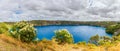 Blue Lake panorama viewed from the in Mount Gambier Royalty Free Stock Photo