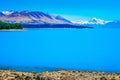 Blue Lake Pukaki and Mt Cook massif, New Zealand South island idyllic landscape