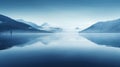 Blue Lake: A Serene Wonderland Of Calming Symmetry And Subtle Tonal Gradations