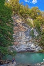 GAGRA, ABKHAZIA - OCTOBER 4, 2014: Blue Lake near Ritsa Lake. Royalty Free Stock Photo