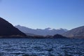 Blue lake surrounded by mountains. Mount Aspiring National Park, Wanaka, South Island, New Zealand. Royalty Free Stock Photo