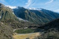 Blue Lake at Tasman Valley Walk Track, Aoraki, New Zealand Royalty Free Stock Photo