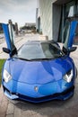 Blue Lamborghini Aventador